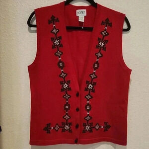 Koret Vintage Wool Blend Knit Embroidered Sweater Vest Size S
